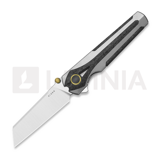 Saliekams nazis Kizer Cutlery Staff S45VN, Light Gray Titanium & Carbon Fiber, Satin