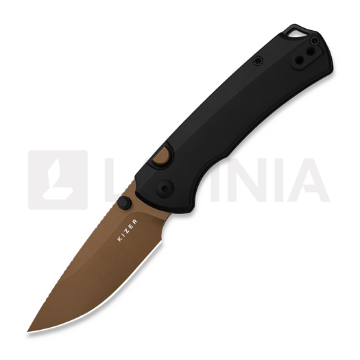 Couteau pliant Kizer Cutlery T1 BD Elmax, Black Aluminum, Sunset Metal PVD & Stonewash