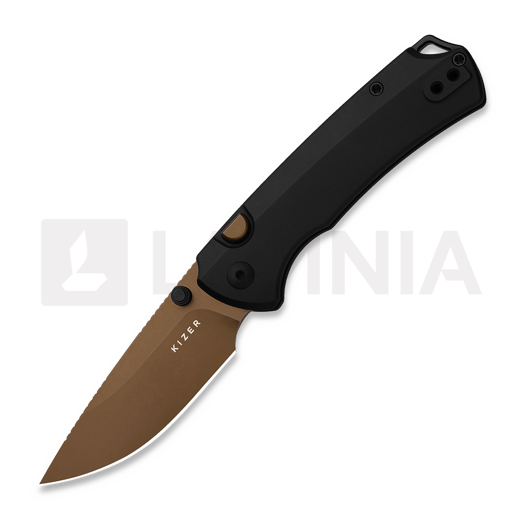 Kizer Cutlery T1 BD Elmax 折叠刀, Black Aluminum, Sunset Metal PVD & Stonewash