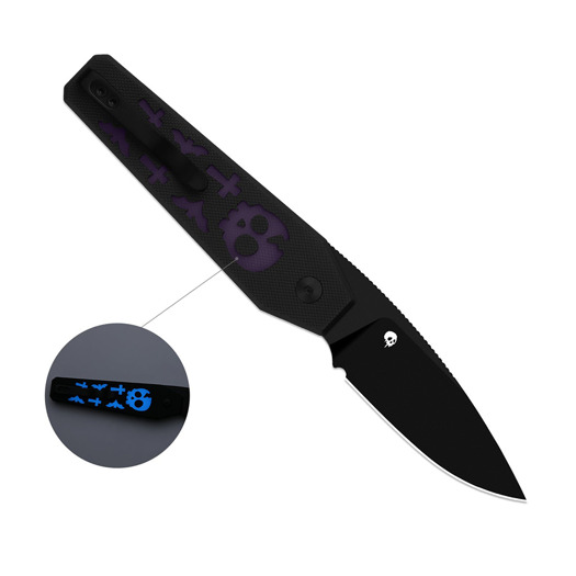 Kizer Cutlery Tomb 2026 Halloween Special k&auml;&auml;nt&ouml;veitsi, Black PVD Nitro-V, GID G-10
