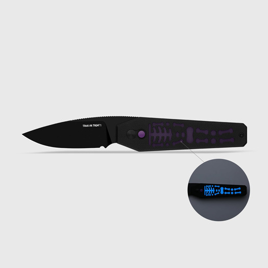 Kizer Cutlery Tomb 2026 Halloween Special k&auml;&auml;nt&ouml;veitsi, Black PVD Nitro-V, GID G-10