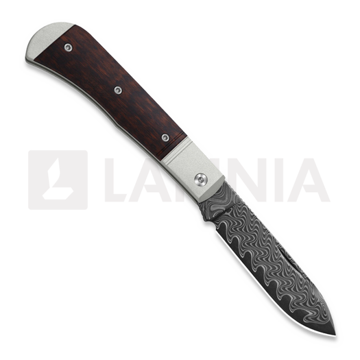 Couteau pliant Kizer Cutlery Trestle D Damascus, Gray Aluminum & Leopardwood