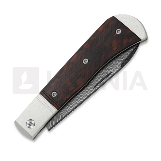 Couteau pliant Kizer Cutlery Trestle D Damascus, Gray Aluminum & Leopardwood