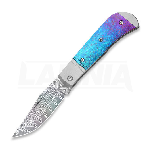 Kizer Cutlery Trestle Rainbow Damascus 折り畳みナイフ, Gray Aluminum & Crystallzied Ti