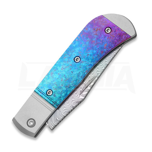 Kizer Cutlery Trestle Rainbow Damascus &ouml;sszecsukhat&oacute; k&eacute;s, Gray Aluminum & Crystallzied Ti