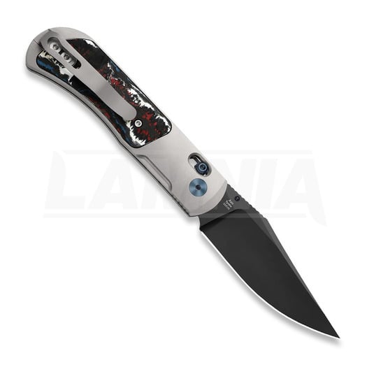 Kizer Cutlery Tycho M390 Clip Point kääntöveitsi, Gray Ti & Fat Carbon, Black DLC