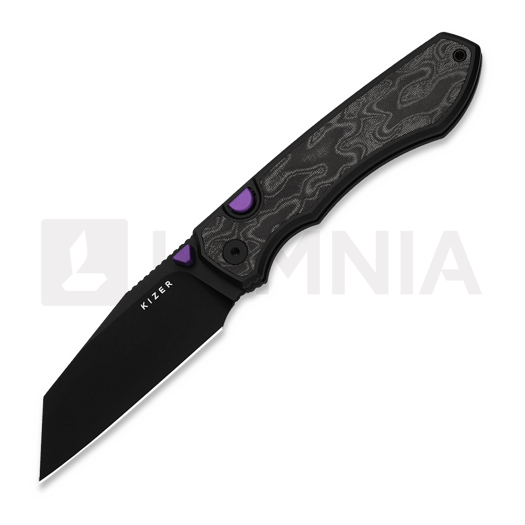 Couteau pliant Kizer Cutlery Wharning S45VN, Black Aluminum & B/W Norplex UltreX, PVD