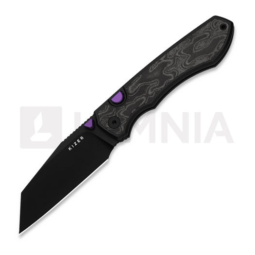 Kizer Cutlery Wharning S45VN vouwmes, Black Aluminum & B/W Norplex UltreX, PVD