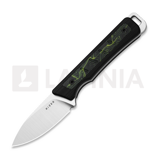 Nóż Kizer Cutlery Whiskey Jack AEB-L, Black/Green Damascus G-10, Satin