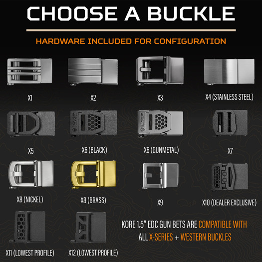 Kore X3 Black Leather Gun Belt 1,5"