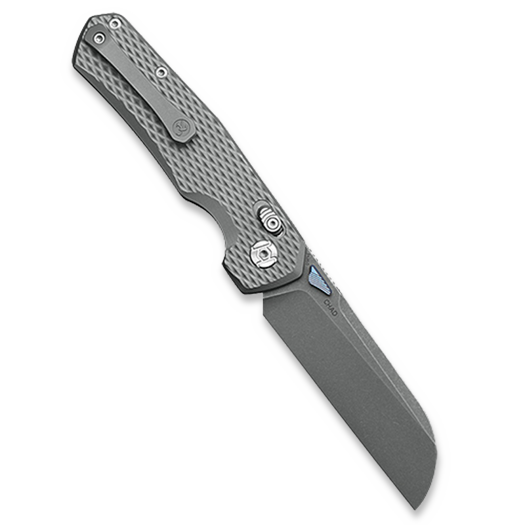 Kunwu Knives Chad - Stonewashed - Titanium סכין מתקפלת, Diamond Texture