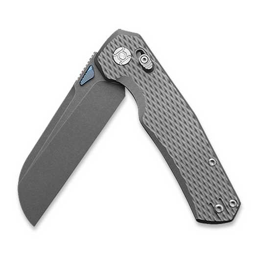 Kunwu Knives Chad - Stonewashed - Titanium סכין מתקפלת, Diamond Texture