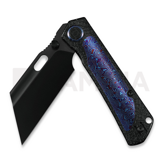 Kunwu Knives Cochise - DLC - Titanium fällkniv, Honeydew Texture + Timascus Inlay