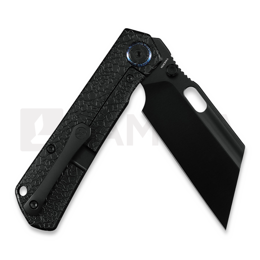 Kunwu Knives Cochise - DLC - Titanium folding knife, Honeydew Texture + Timascus Inlay