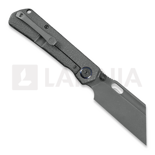 Kunwu Knives Cochise - Stonewashed - Titanium sulankstomas peilis, Honeydew Texture