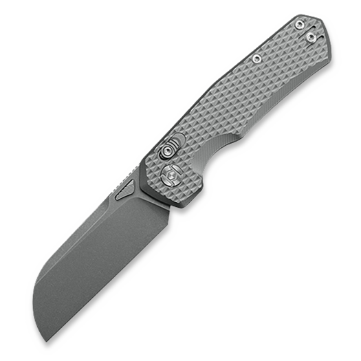 Kunwu Knives Compact Chad - Stonewashed - Titanium foldekniv, Diamond Texture