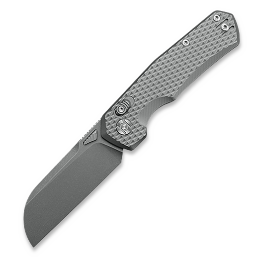 Kunwu Knives Compact Chad - Stonewashed - Titanium 折叠刀, Diamond Texture