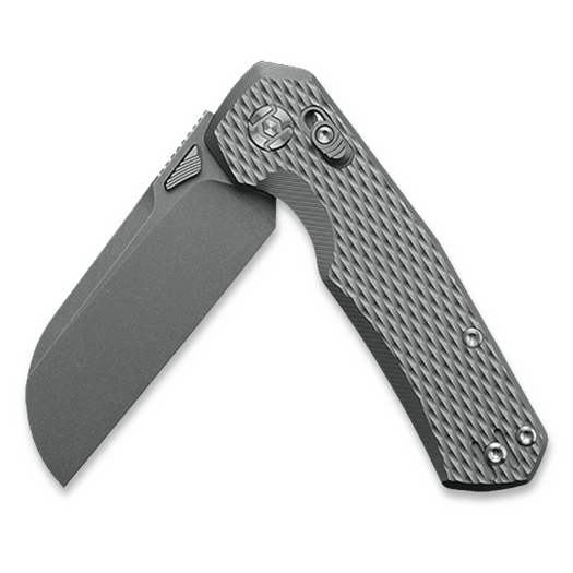 Kunwu Knives Compact Chad - Stonewashed - Titanium folding knife, Diamond Texture