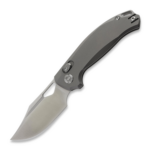 Kunwu Knives Django - Orange Peel Texture Ti - Satin foldekniv