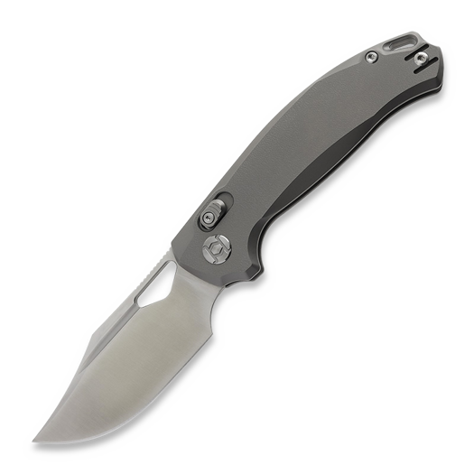 Kunwu Knives Django - Satin - Titanium 折り畳みナイフ, Orange Peel Texture