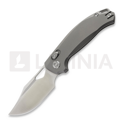 Kunwu Knives Django - Satin - Titanium 折り畳みナイフ, Orange Peel Texture