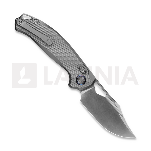 Kunwu Knives Django XL - Satin - Titanium fällkniv, Diamond Texture