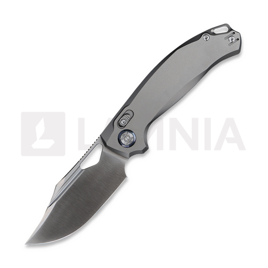 Kunwu Knives Django XL - Satin - Titanium 접이식 나이프, Orange Peel Texture