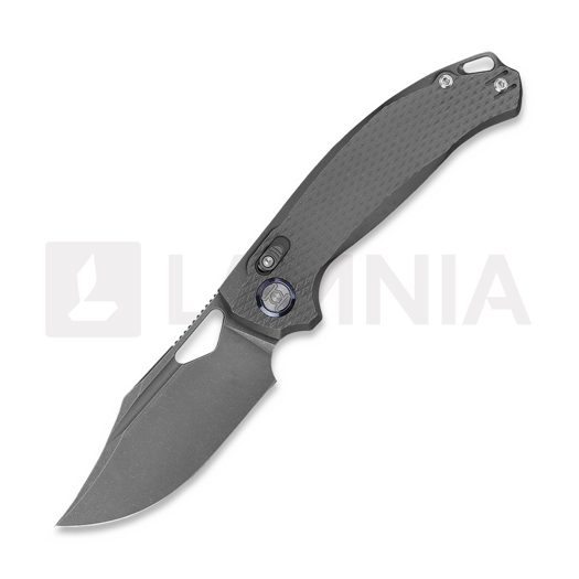 Kunwu Knives Django XL - Stonewashed - Titanium 折り畳みナイフ, Diamond Texture
