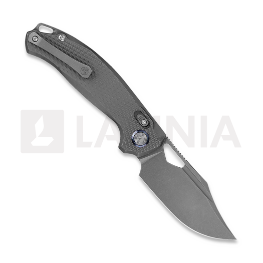 Kunwu Knives Django XL - Stonewashed - Titanium folding knife, Diamond Texture