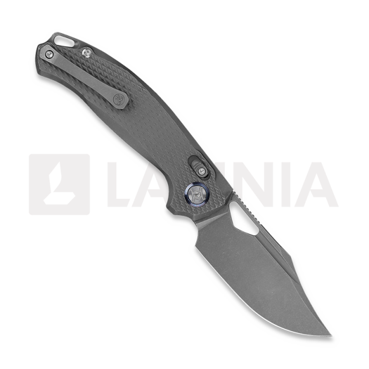Kunwu Knives Django XL - Stonewashed - Titanium folding knife, Diamond Texture