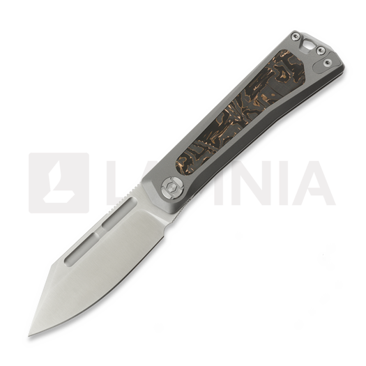 Kunwu Knives Geezer - Satin - Titanium + Copper CF Inlay 折り畳みナイフ