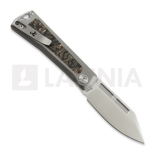 Kunwu Knives Geezer - Satin - Titanium + Copper CF Inlay 折叠刀