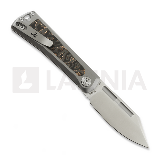 Skladací nôž Kunwu Knives Geezer - Satin - Titanium + Copper CF Inlay