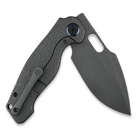 Kunwu Knives Gringo - Stonewashed - Titanium folding knife, Honeydew Texture