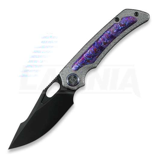 Kunwu Knives Jericho - DLC - Titanium foldekniv, Honeydew Texture + Timascus Inlay