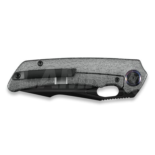 Kunwu Knives Jericho - DLC - Titanium folding knife, Honeydew Texture + Timascus Inlay