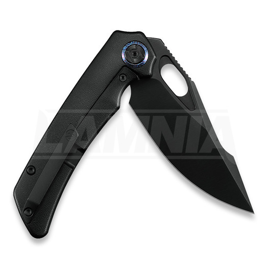 Kunwu Knives Jericho - DLC - Titanium folding knife, Orange Peel Texture + Timascus Inlay