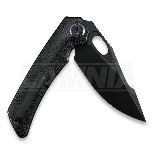 Kunwu Knives Jericho - DLC - Titanium folding knife, Raindrop Texture + Timascus Inlay