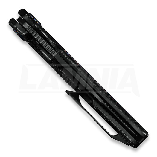 Kunwu Knives Jericho - DLC - Titanium folding knife, Raindrop Texture + Timascus Inlay