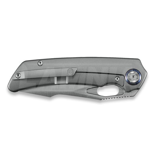 Kunwu Knives Jericho - Satin - Titanium folding knife, Orange Peel Texture + Timascus Inlay