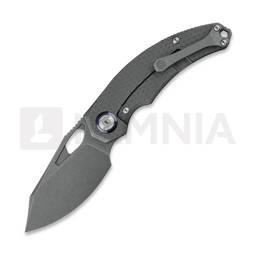 Kunwu Knives Lefty ComPadre - Stonewashed - Titanium 折り畳みナイフ, Diamond Texture