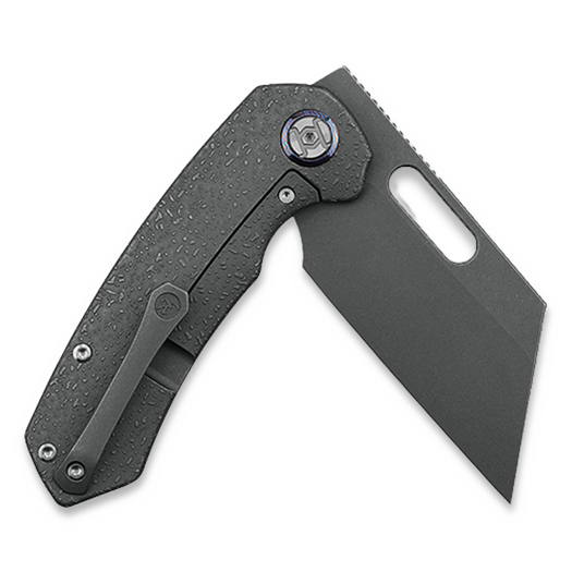 Kunwu Knives Primo - Stonewashed - Titanium סכין מתקפלת, Raindrop Texture