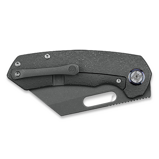 Kunwu Knives Primo - Stonewashed - Titanium סכין מתקפלת, Raindrop Texture