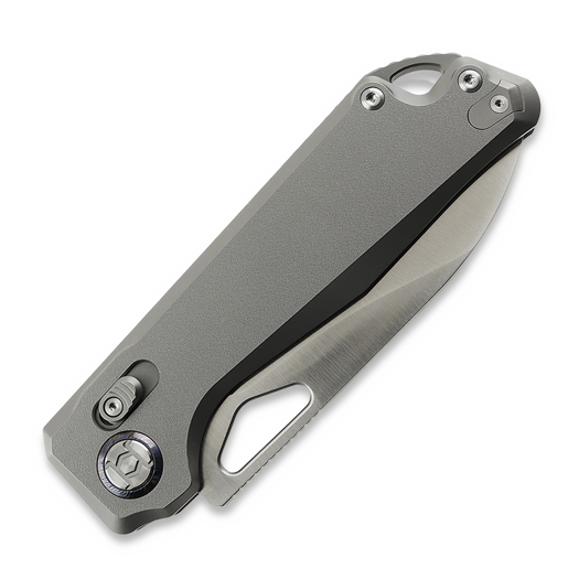 Kunwu Knives Pulsar XL - Satin - Titanium folding knife, Orange Peel Texture