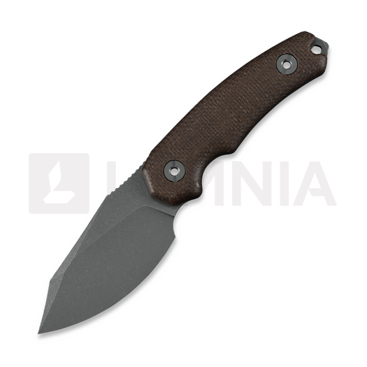 Kunwu Knives Stiffy D. - Stonewashed - Micarta veitsi, ruskea