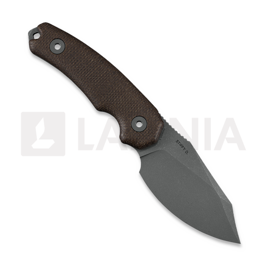 Coltello Kunwu Knives Stiffy D. - Stonewashed - Micarta, marrone