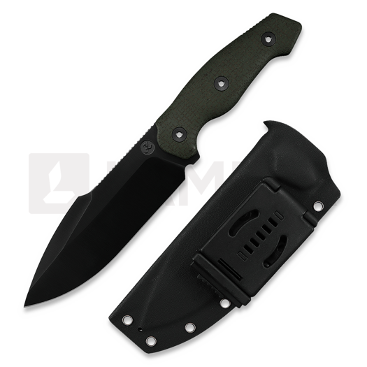 Kunwu Knives Stiffy G. - DLC - Micarta knife, olive drab