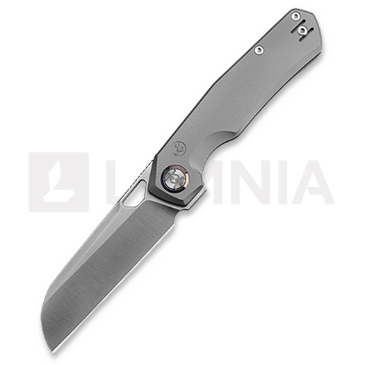 Kunwu Knives TAO Sheepsfoot - Satin - Titanium összecsukható kés, Orange Peel Texture