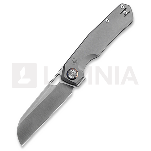 Nóż składany Kunwu Knives TAO Sheepsfoot - Satin - Titanium, Orange Peel Texture