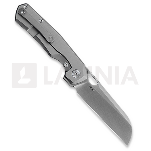 Kunwu Knives TAO Sheepsfoot - Satin - Titanium folding knife, Orange Peel Texture